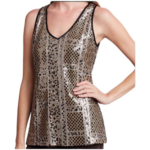 Etcetera Sequin V-Neck Top 4 NWT - Picture 1 of 10